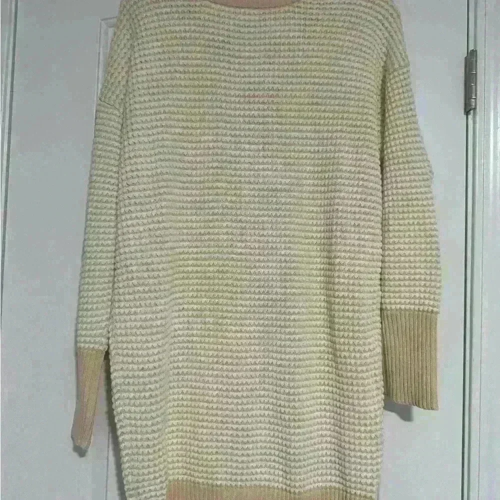 NWOT  AG Adriano Goldschmied Cardigan Long Sweater Zipper Texture White Tan Sm